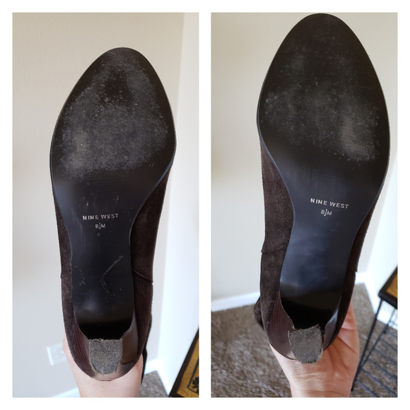 Nine West Chocolate Brown Lux Suede boots Size 8.5 EUC - Picture 7 of 8